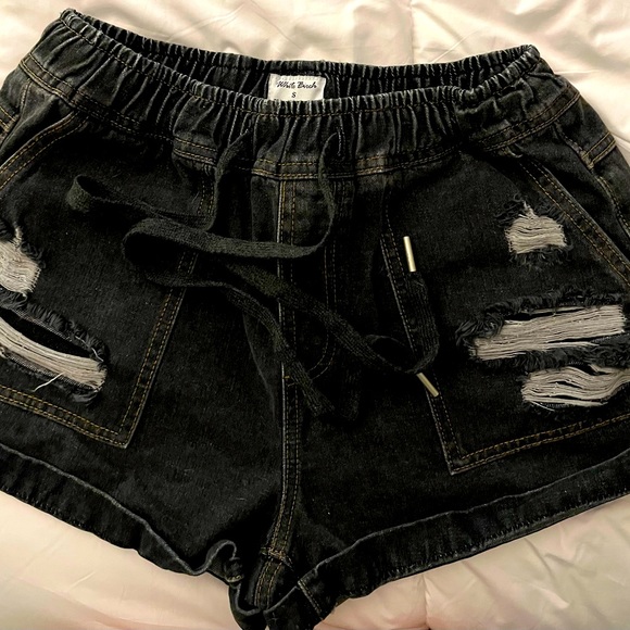 white birch Pants - White Birch Black Denim shorts 🩳